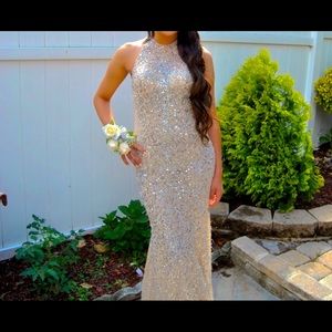 Jovani formal/evening/prom dress. Mermaid Champagne colored with silver sequins